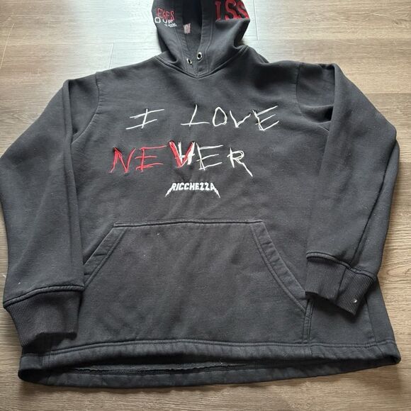 Ricchezza I Love NevHer Hoodie Size Large Rich Off My Exes 2020 Rare Black - Picture 7 of 10